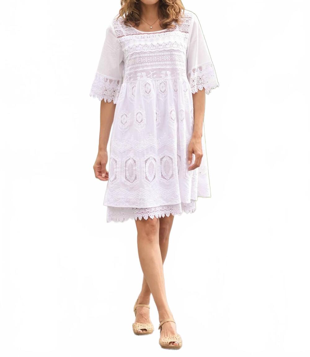 NEW APRIL CORNELL treasure lace tunic dress in white
